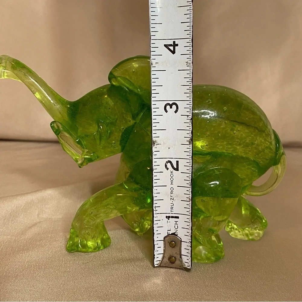 Handmade Elephant Green Blown Glass